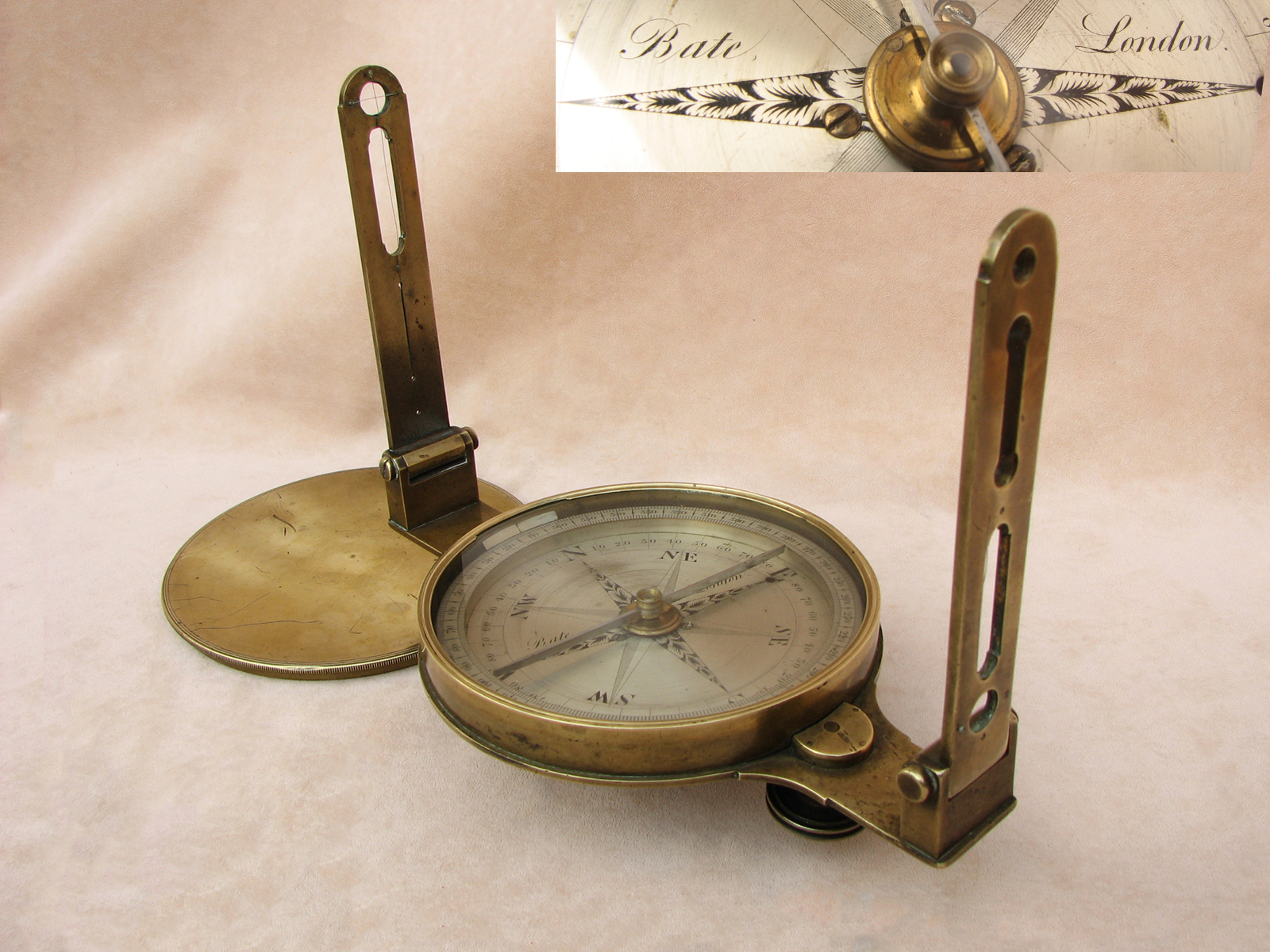 Early 19th century Surveyors compass signed Bate London